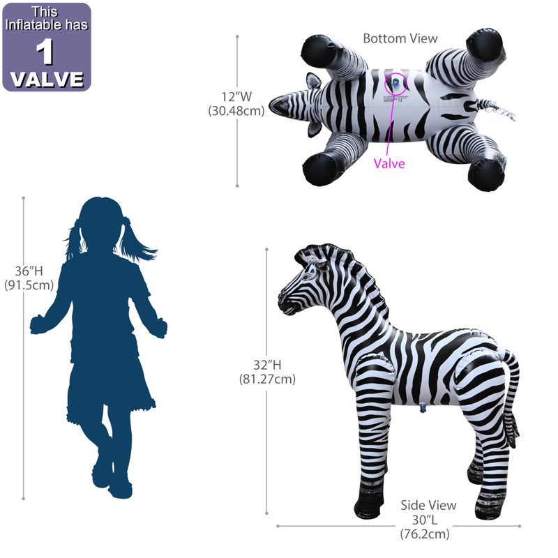 Jet Creations an-ZEB3 Inflatable Zebra, 32" - Image 5